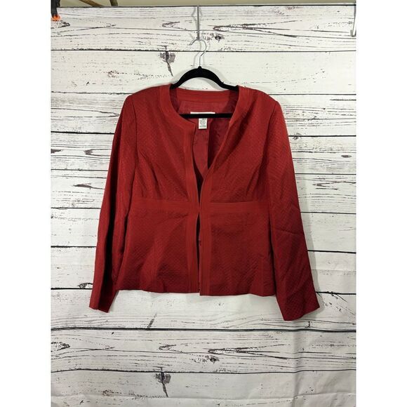 David Warren New York Red Textured Blazer Elegant Professional Wear Size 12 - Picture 1 of 8